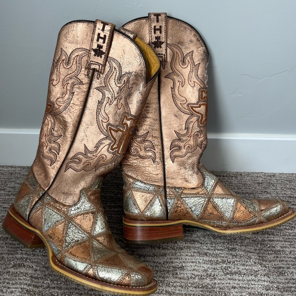 Tin Haul Boots in Metallic Bronze and Silver